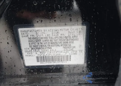 2024 Nissan Kicks S Xtronic Cvt from USA, damaged, VIN 3N1CP5BV3RL577543